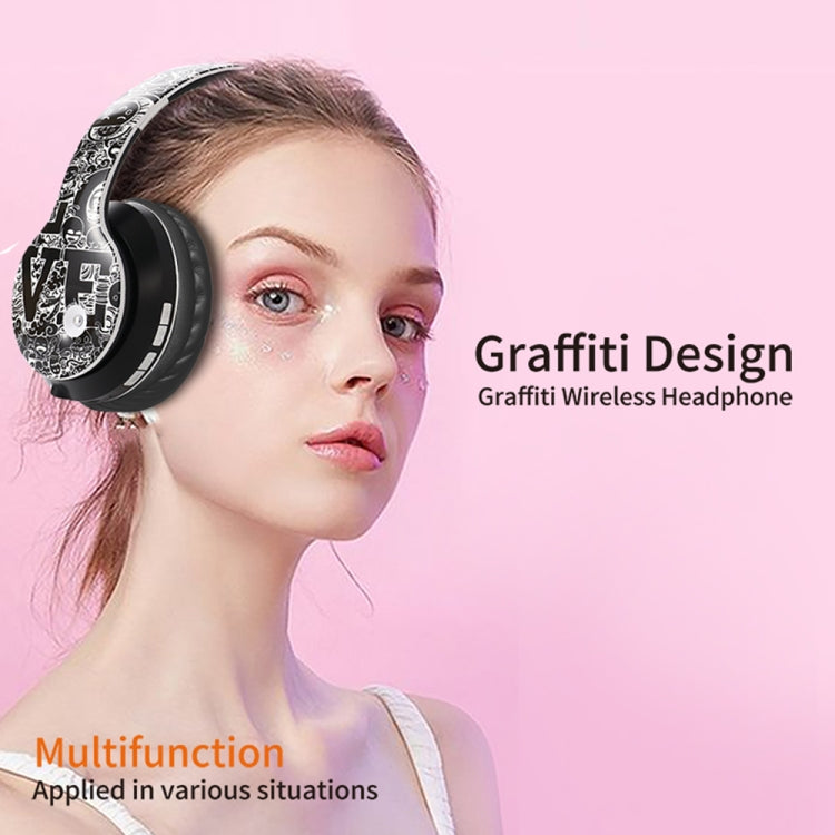 B1 Graffiti Pattern Wireless Bluetooth V5.0 Headset (Red) - Headset & Headphone by buy2fix | Online Shopping UK | buy2fix