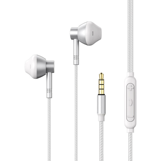 REMAX RM-201 In-Ear Stereo Metal Music Earphone with Wire Control + MIC, Support Hands-free(Silver) - Normal Style Earphone by REMAX | Online Shopping UK | buy2fix