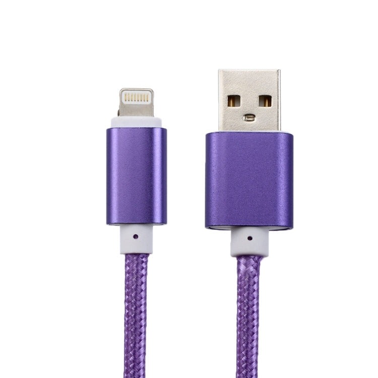 2m Woven Style Metal Head 84 Cores 8 Pin to USB 2.0 Data / Charger Cable(Purple) - Normal Style Cable by buy2fix | Online Shopping UK | buy2fix