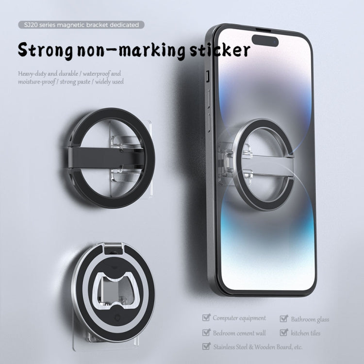 R-JUST SJ20-1 Aluminum Alloy Magnetic Bottle Opener Cellphone Holder With No Trace Sticker (Black) - Hand-Sticking Bracket by R-JUST | Online Shopping UK | buy2fix