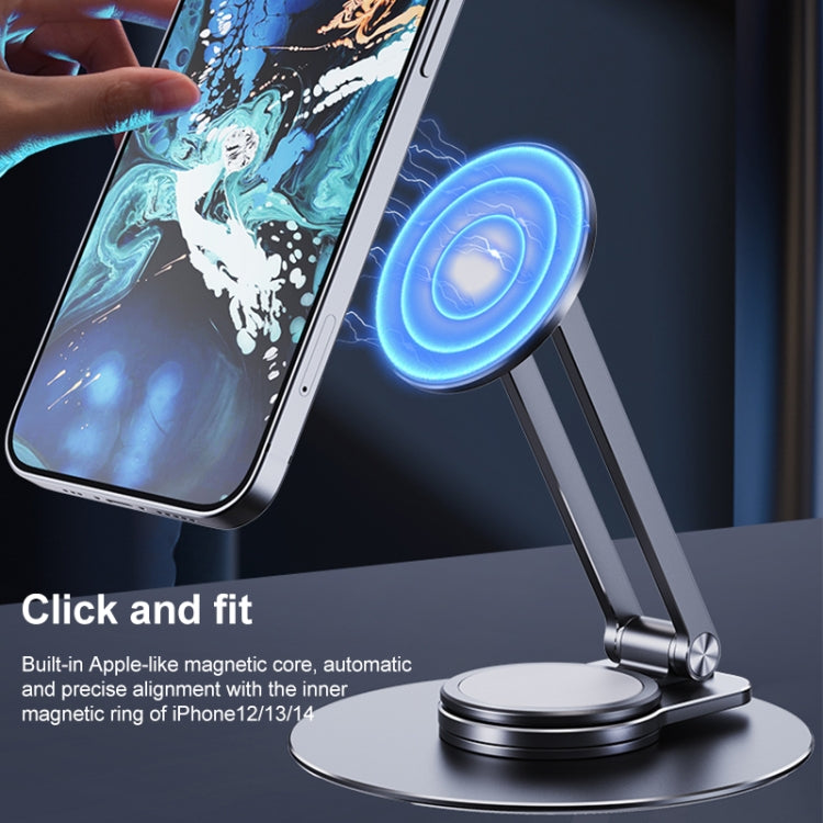 LK-T639 360 Degree Rotatable Foldable Magnetic Aluminum Alloy Desktop Phone Holder (Silver) - Desktop Holder by buy2fix | Online Shopping UK | buy2fix