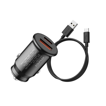 awei C-706 20W PD Type-C + QC 3.0 Type-A Car Charger with CL-110T Data Cable - In Car by awei | Online Shopping UK | buy2fix