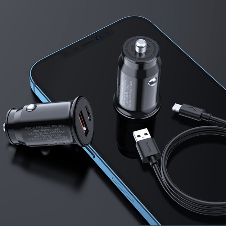 awei C-706 20W PD Type-C + QC 3.0 Type-A Car Charger with CL-110T Data Cable - In Car by awei | Online Shopping UK | buy2fix