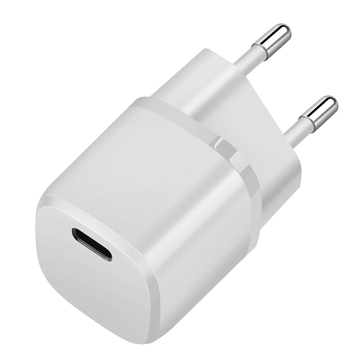 APQ-006 PD 20W USB-C / Type-C Single Port Wine Barrel Shape Travel Charger, EU Plug (White) - Mobile Accessories by buy2fix | Online Shopping UK | buy2fix