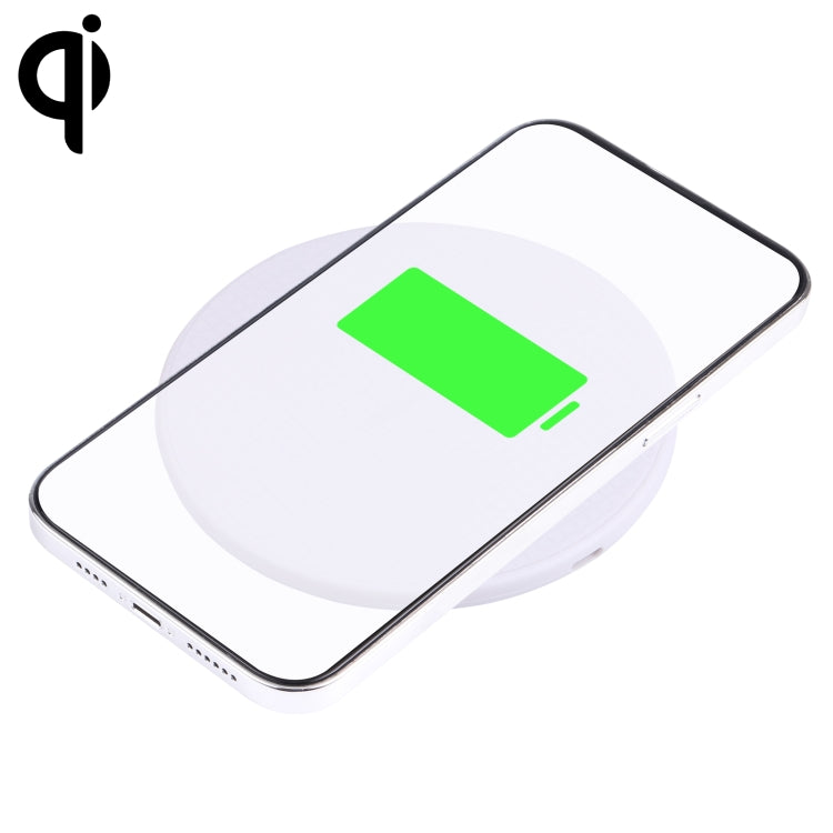 10W QI Plaid Pattern Round Plastic Wireless Charger (White) - Wireless Charger by buy2fix | Online Shopping UK | buy2fix