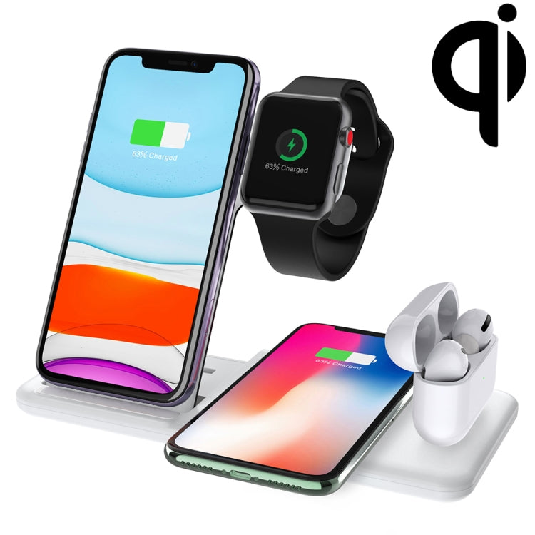 Q20 4 In 1 Wireless Charger Charging Holder Stand Station with Adapter For iPhone / Apple Watch / AirPods, Support Dual Phones Charging (White) - Apple Accessories by buy2fix | Online Shopping UK | buy2fix