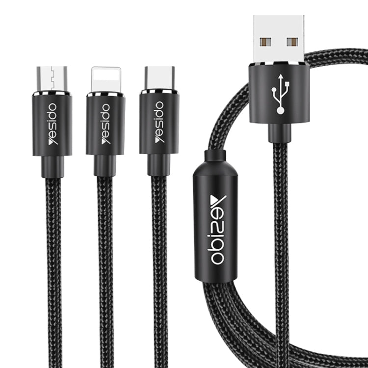 Yesido CA60 3A USB to 8 Pin + Micro USB + USB-C / Type-C Charging Cable, Length: 1.2m - Multifunction Cable by Yesido | Online Shopping UK | buy2fix