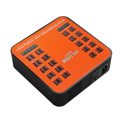 WLX-840 200W 40 Ports USB Digital Display Smart Charging Station AC100-240V, US Plug (Black+Orange) - Multifunction Charger by buy2fix | Online Shopping UK | buy2fix