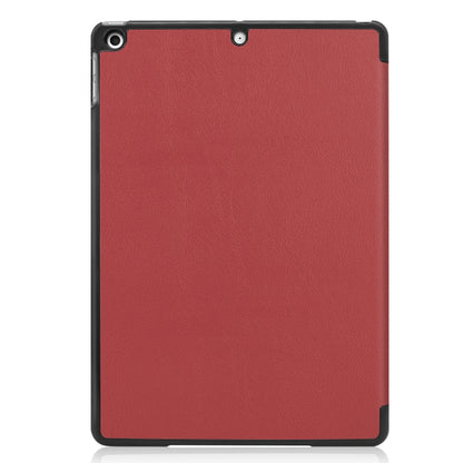 For iPad 10.2 Custer Texture Horizontal Flip Smart PU Leather Case with Sleep / Wake-up Function & Three-folding Holder (Wine Red) - iPad 10.2 Cases by buy2fix | Online Shopping UK | buy2fix