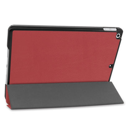 For iPad 10.2 Custer Texture Horizontal Flip Smart PU Leather Case with Sleep / Wake-up Function & Three-folding Holder (Wine Red) - iPad 10.2 Cases by buy2fix | Online Shopping UK | buy2fix