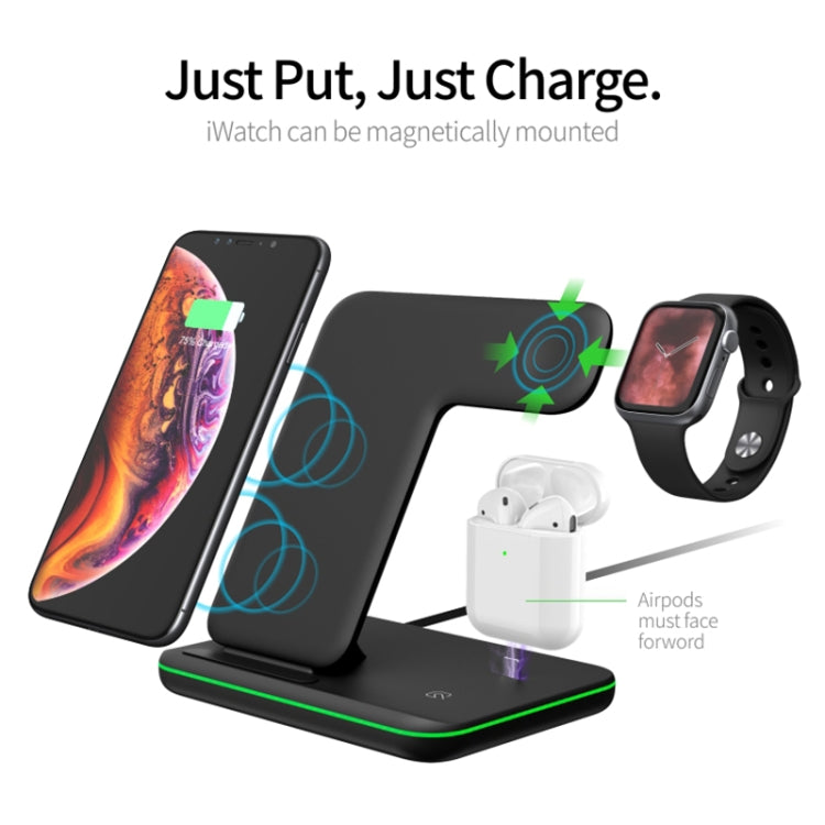 Z5 QI Vertical Magnetic Wireless Charger for Mobile Phones & Apple Watches & AirPods / Xiaomi Redmi AirDots, with Touch Ring Light (Black) - Apple Accessories by buy2fix | Online Shopping UK | buy2fix