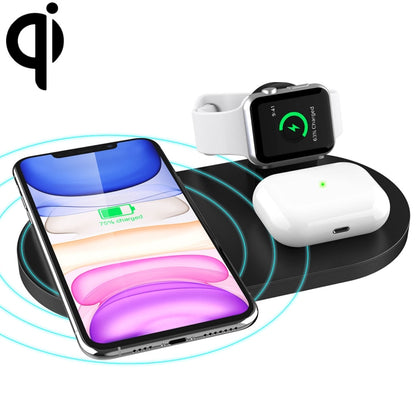 A04 3 in 1 Multi-function Qi Standard Wireless Charger for Mobile Phones & iWatch & AirPods (Black) - Apple Accessories by buy2fix | Online Shopping UK | buy2fix