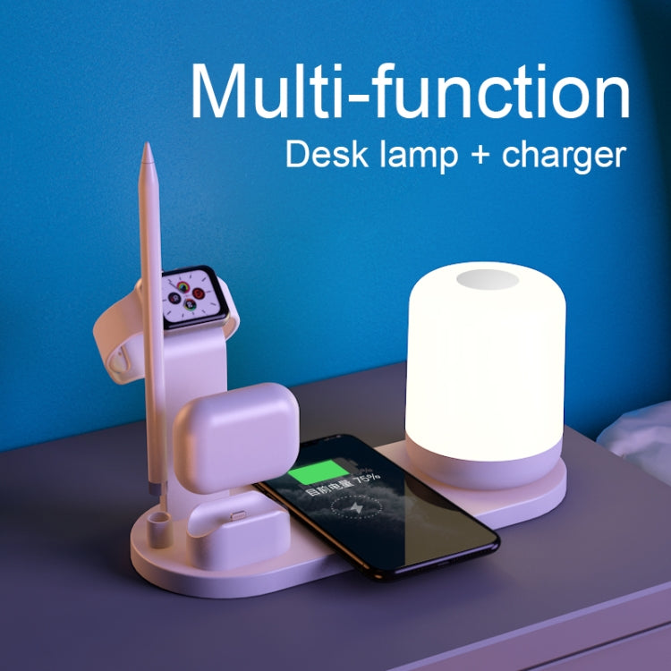 WS6 10W 2 USB Ports + USB-C / Type-C Port Multi-function Desk Lamp + Qi Wireless Charging Charger (Black) - Multifunction Charger by buy2fix | Online Shopping UK | buy2fix