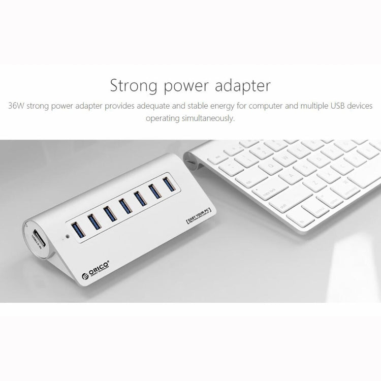 ORICO M3H7-V1 Aluminum Alloy 7 USB 3.0 Ports HUB with 30W Power Adapter - Computer & Networking by ORICO | Online Shopping UK | buy2fix