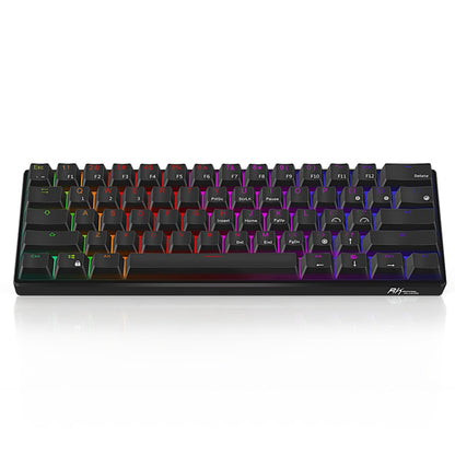 RK61 61 Keys Bluetooth / 2.4G Wireless / USB Wired Three Modes Brown Switch Tablet Mobile Gaming Mechanical Keyboard with RGB Backlight, Cable Length: 1.5m (Black) - Wired Keyboard by buy2fix | Online Shopping UK | buy2fix