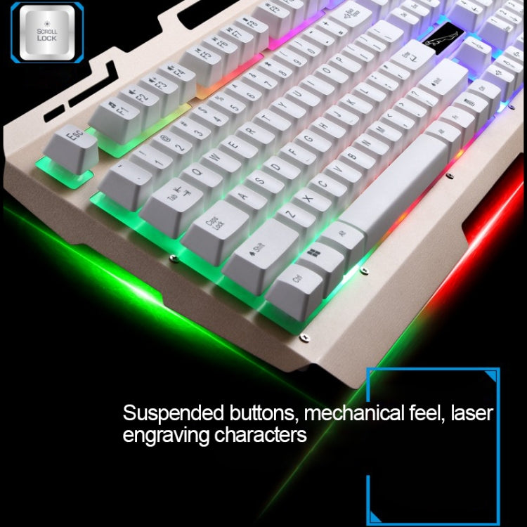 ZGB G700 104 Keys USB Wired Mechanical Feel Glowing Metal Panel Suspension Gaming Keyboard with Phone Holder(Black) - Wired Keyboard by buy2fix | Online Shopping UK | buy2fix