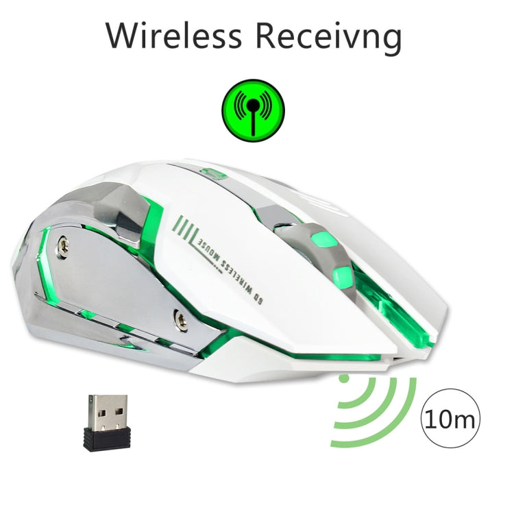 ZERODATE X70 2.4GHz Wireless 6-Keys 2400 DPI Adjustable Ergonomics Optical Gaming Mouse with Breathing Light(White) - Wireless Mice by ZERODATE | Online Shopping UK | buy2fix