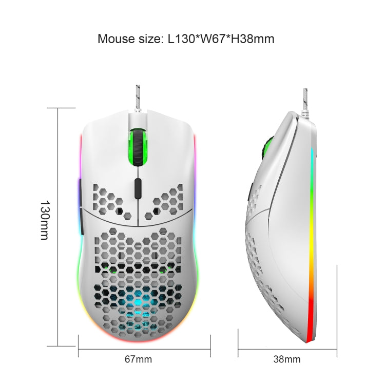 HXSJ J900 6 Keys RGB Lighting Programmable Gaming Wired Mouse (White) - Wired Mice by HXSJ | Online Shopping UK | buy2fix