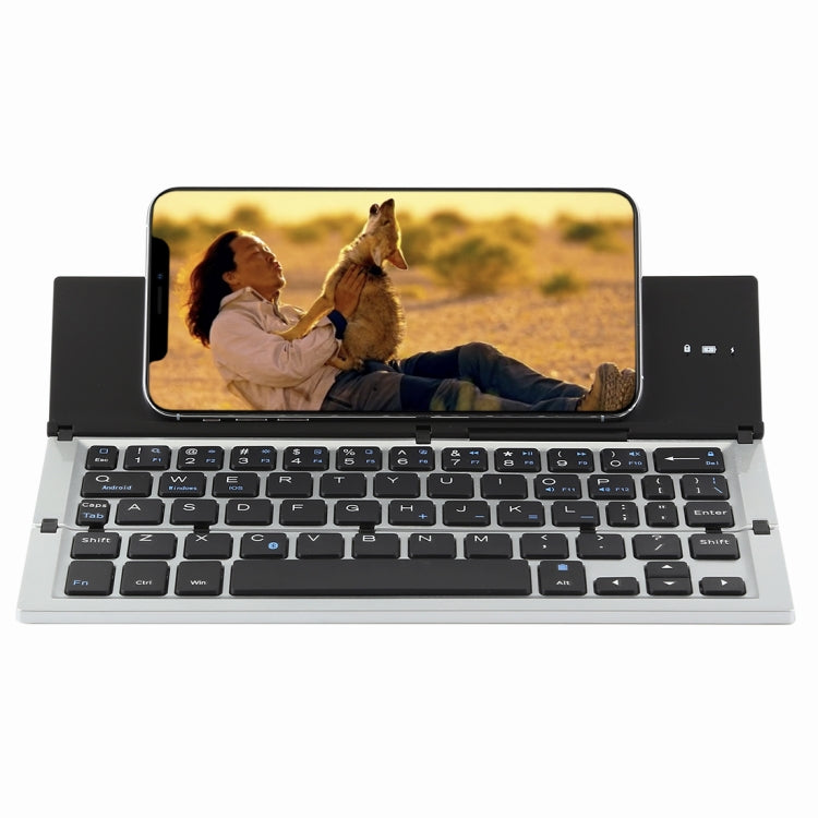 GK608 Ultra-thin Foldable Bluetooth V3.0 Keyboard, Built-in Holder, Support Android / iOS / Windows System (Grey) - Wireless Keyboard by buy2fix | Online Shopping UK | buy2fix