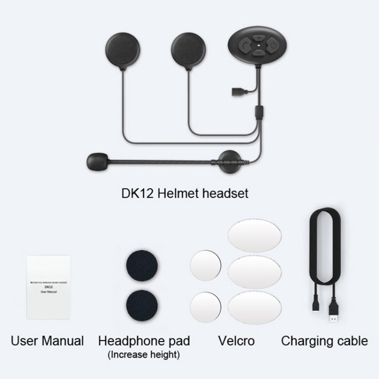 Dier DK12 800m Helmet Wireless Bluetooth Headset 5.0 Waterproof Double Motorcycle Call Headset With Intercom Function - Consumer Electronics by buy2fix | Online Shopping UK | buy2fix