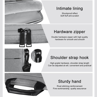15.6 inch Breathable Wear-resistant Fashion Business Shoulder Handheld Zipper Laptop Bag with Shoulder Strap (Navy Blue) - 14.1 inch by buy2fix | Online Shopping UK | buy2fix