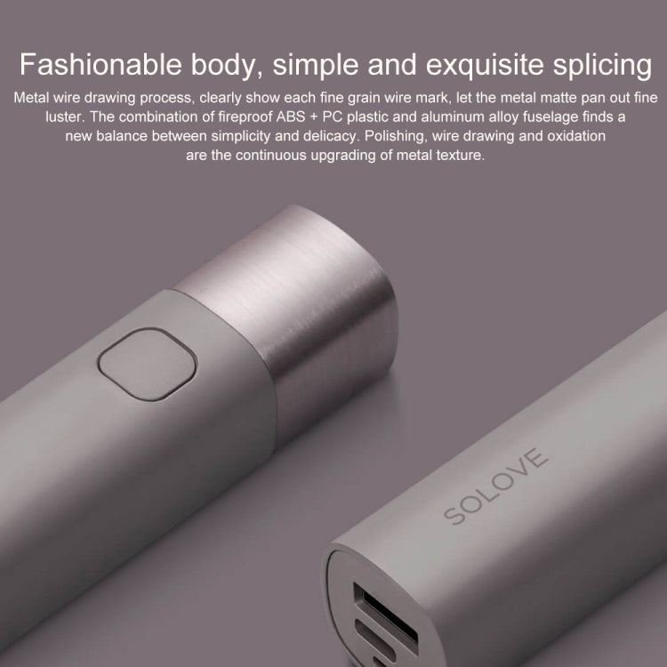 Original Xiaomi Youpin SOLOVE LED Flashlight 3000mAh USB Multi-function Portable Lighting(Black) - LED Light by Xiaomi | Online Shopping UK | buy2fix