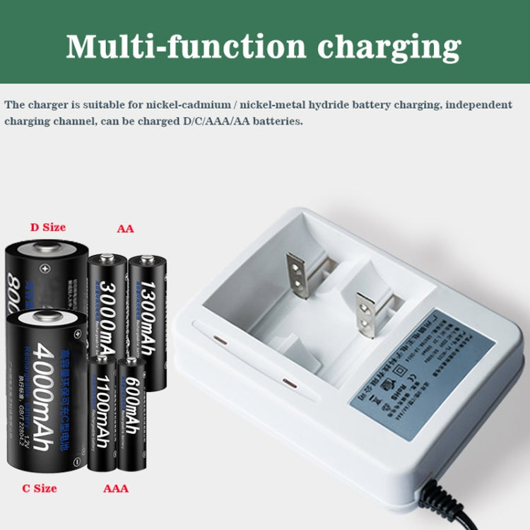 AC 220V 2 Slot Battery Charger for AA & AAA & C / D Size Battery, CN Plug - Consumer Electronics by buy2fix | Online Shopping UK | buy2fix