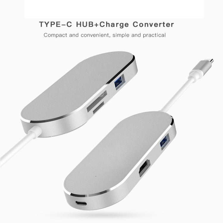 6 in 1 Hub USB-C / Type-C to USB-C / Type-C & HDMI & SD & TF & 2 USB Adapter - Audio Adapter by buy2fix | Online Shopping UK | buy2fix