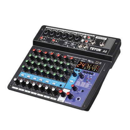 TEYUN NA8 8-channel Small Mixing Console Mobile Phone Sound Card Live Broadcast Computer Recording Console Processor, EU Plug(Black) - Consumer Electronics by TEYUN | Online Shopping UK | buy2fix