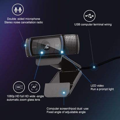 Logitech C920e HD Pro Webcam Widescreen Video Chat Recording USB Smart 1080P Web Camera - HD Camera by Logitech | Online Shopping UK | buy2fix