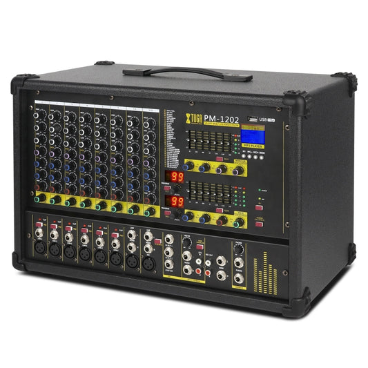 XTUGA PM1202 900W 10 Channel Stage Power Mixer 24Bit Multil-FX Processor Dual 99 DSP Effect DJ Amplifier (AU Plug) - Live Sound Effects Processors by XTUGA | Online Shopping UK | buy2fix