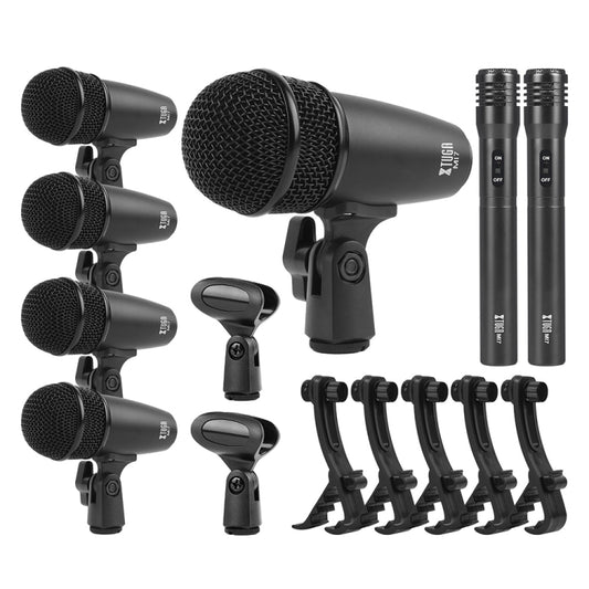 XTUGA MI7-A 7-Piece Wired Dynamic Drum Mic Kit Kick Bass Tom/Snare Cymbals Microphone Set - Microphone by XTUGA | Online Shopping UK | buy2fix