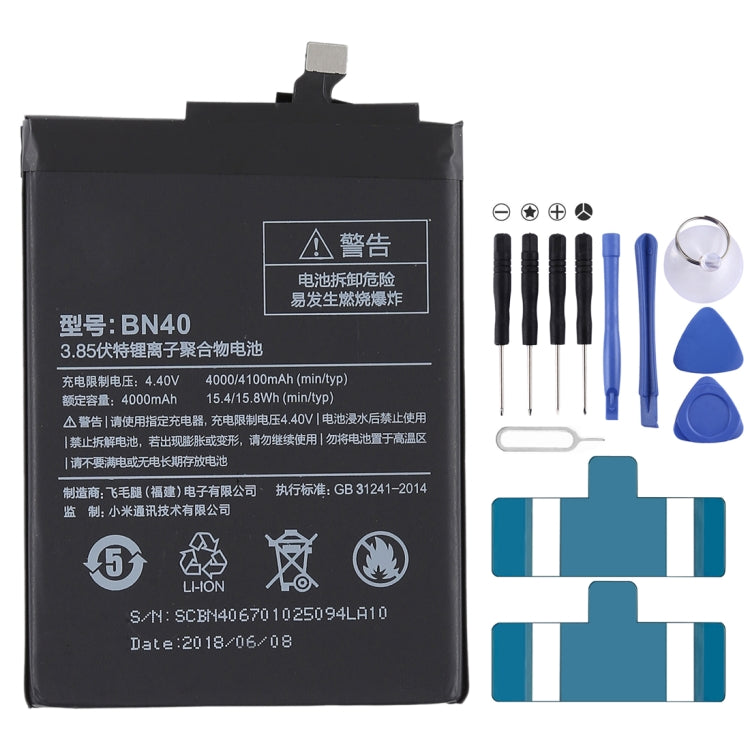 4000mAh BN40 for Xiaomi Redmi 4 Prime Li-Polymer Battery - For Xiaomi by buy2fix | Online Shopping UK | buy2fix