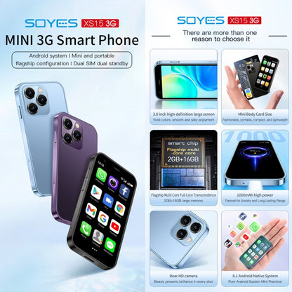 SOYES XS15, 2GB+16GB, 3.0 inch Android 8.1 MTK6580 Quad Core up to 1.3GHz, Bluetooth, WiFi, GPS, Network: 3G, Dual SIM (Black) - SOYES by SOYES | Online Shopping UK | buy2fix