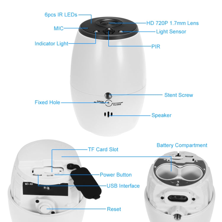 VESAFE VS-DC01 Security HD 720P Two-Way Audio Wireless Wifi IP Camera, Support Night Vision & PIR Detection & TF Card, IP54 Waterproof(White) - Security by buy2fix | Online Shopping UK | buy2fix