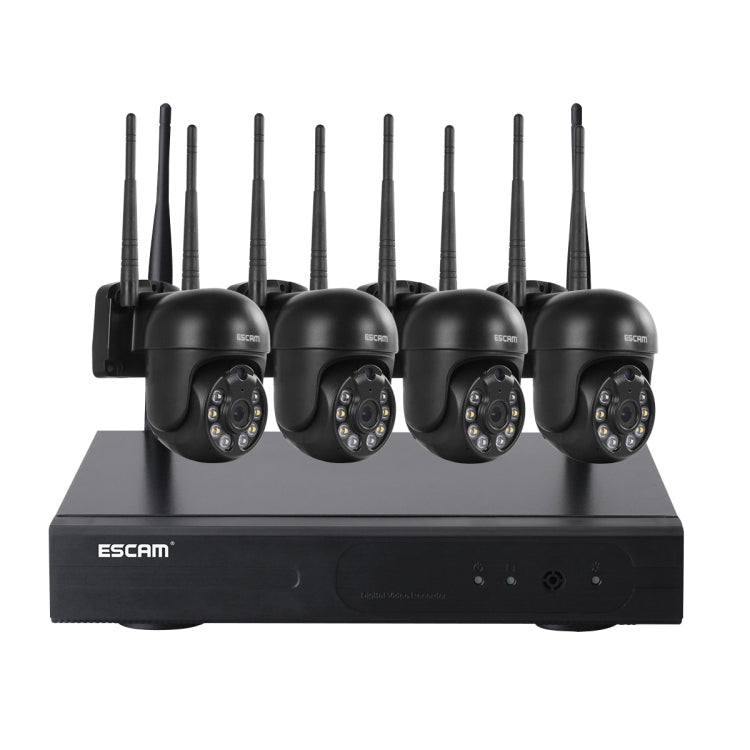 ESCAM WNK614 HD 3.0 Million Pixels 8-channel Wireless + 4IPC Wireless NVR Security System, EU Plug - Dome Camera by ESCAM | Online Shopping UK | buy2fix