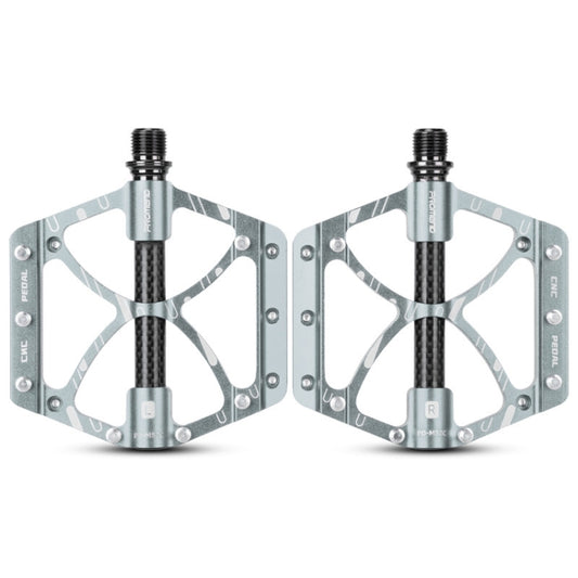 PROMEND PD-M52C 1 Pair Bicycle Aluminum Alloy + Carbon Fiber Tube Bearing Pedals (Titanium Color) - Outdoor & Sports by PROMEND | Online Shopping UK | buy2fix