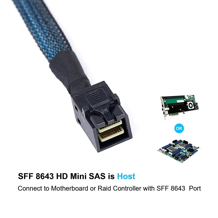 Mini SAS SFF-8643 Host to 7-Pin 4 SATA Target Hard Disk 6Gbps Data Server Raid Cable, Length: 1m - eSATA & SATA & IDE by buy2fix | Online Shopping UK | buy2fix