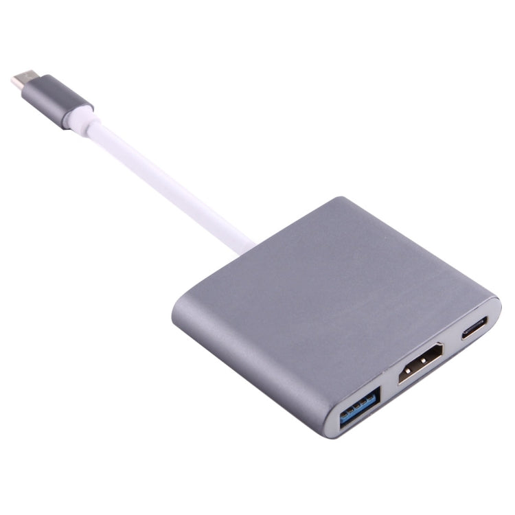 USB-C / Type-C 3.1 Male to USB-C / Type-C 3.1 Female & HDMI Female & USB 3.0 Female Adapter(Grey) - Computer & Networking by buy2fix | Online Shopping UK | buy2fix