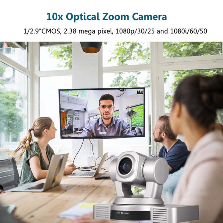 YANS YS-H810DSY 1080P HD 10X Zoom Lens Video Conference Camera with Remote Control, US Plug (Silver) - HD Camera by YANS | Online Shopping UK | buy2fix