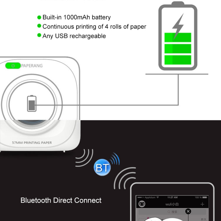 PAPERANG P1 Portable ABS Bluetooth 4.0 Printer Thermal Photo Phone Wireless Connection Printer - Consumer Electronics by buy2fix | Online Shopping UK | buy2fix