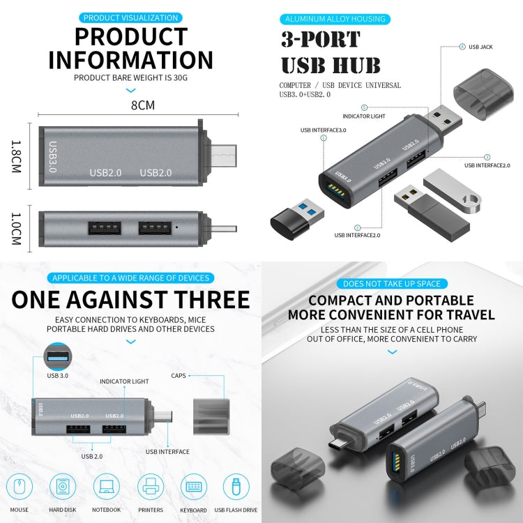 3 Ports USB 2.0 x 2 + USB 3.0 to USB 3.0 HUB Adapter -  by buy2fix | Online Shopping UK | buy2fix