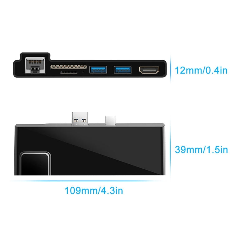 Rocketek SH768 6 in 1 RJ45 / USB 3.0 / HDMI / SD / TF HUB Adapter for Surface Pro 4 - USB 3.0 HUB by ROCKETEK | Online Shopping UK | buy2fix