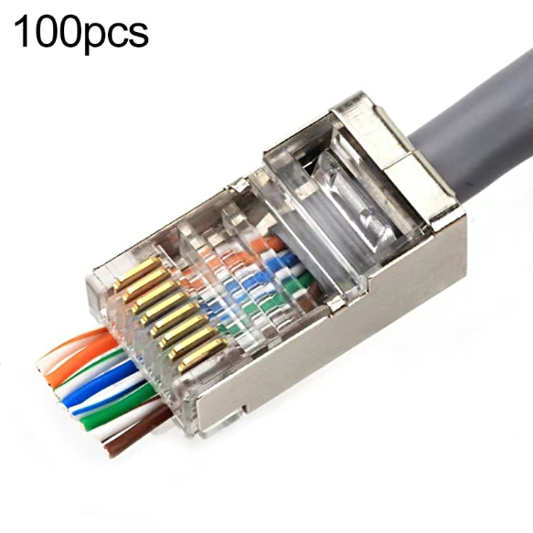 100pcs Cat5e Shielded Pass Through RJ45 Connector Modular Plug -  by buy2fix | Online Shopping UK | buy2fix