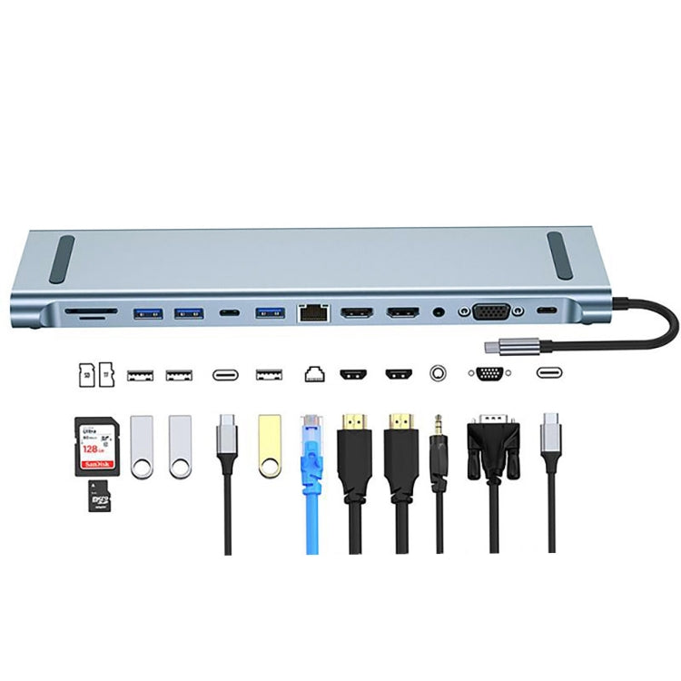 BYL-2003U2 12 in 1 USB-C / Type-C to USB Multifunctional Docking Station HUB Adapter - Computer & Networking by buy2fix | Online Shopping UK | buy2fix