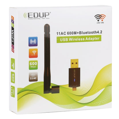 EDUP EP-AC1661 2 in 1 Bluetooth 4.2 + Dual Band 11AC 600Mbps High Speed Wireless USB Adapter WiFi Receiver - USB Network Adapter by EDUP | Online Shopping UK | buy2fix