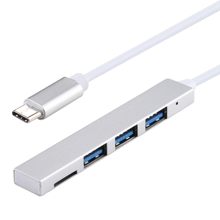 T-818 TF + 3 x USB 3.0 to USB-C / Type-C HUB Adapter (Silver) - Computer & Networking by buy2fix | Online Shopping UK | buy2fix