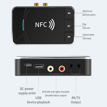 N100 NFC Desktop Bluetooth 5.0  Receiver & Transmitter Car Bluetooth Speaker Audio Adapter(Black) - Apple Accessories by buy2fix | Online Shopping UK | buy2fix