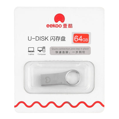 eekoo 64GB USB 2.0 Waterproof Shockproof Metal Ring Shape U Disk Flash Memory Card (Silver) - USB Flash Drives by eekoo | Online Shopping UK | buy2fix