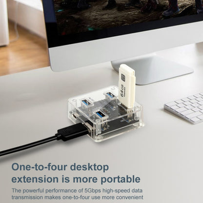 USB2.0 4 in 1 Multifunctional Desktop Square Transparent HUB - USB HUB by buy2fix | Online Shopping UK | buy2fix